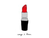Perfect Lipstick- Choose Your Color- 5x7 Illustration Print