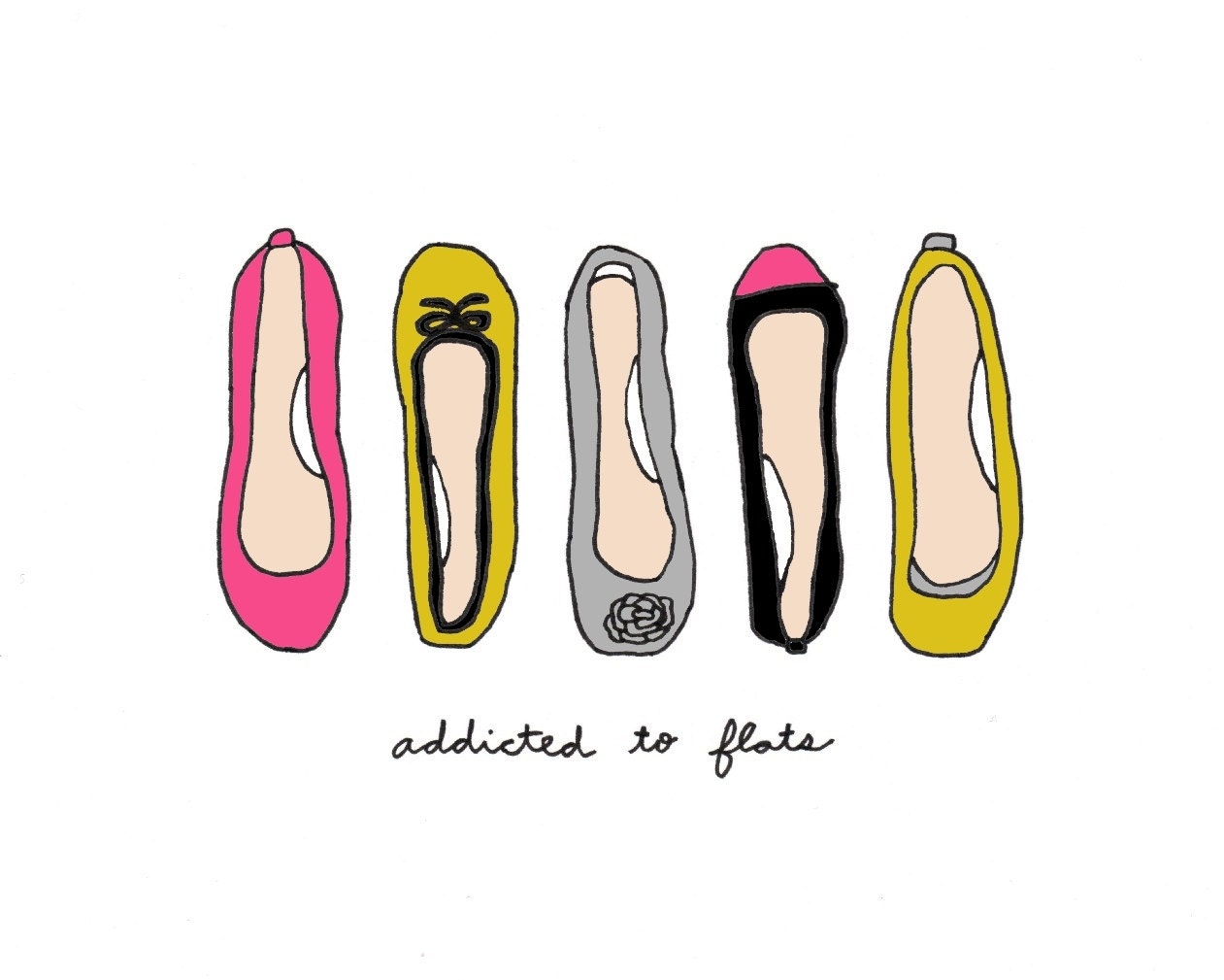 Ballerina Flats- Choose Your Color- 5x7 Illustration Print
