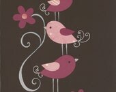 Pink Brown Bird Nursery, Pottery Barn Penelope bedding, Kids wall art, Children's room decor, nursery art prints, baby decor, baby art