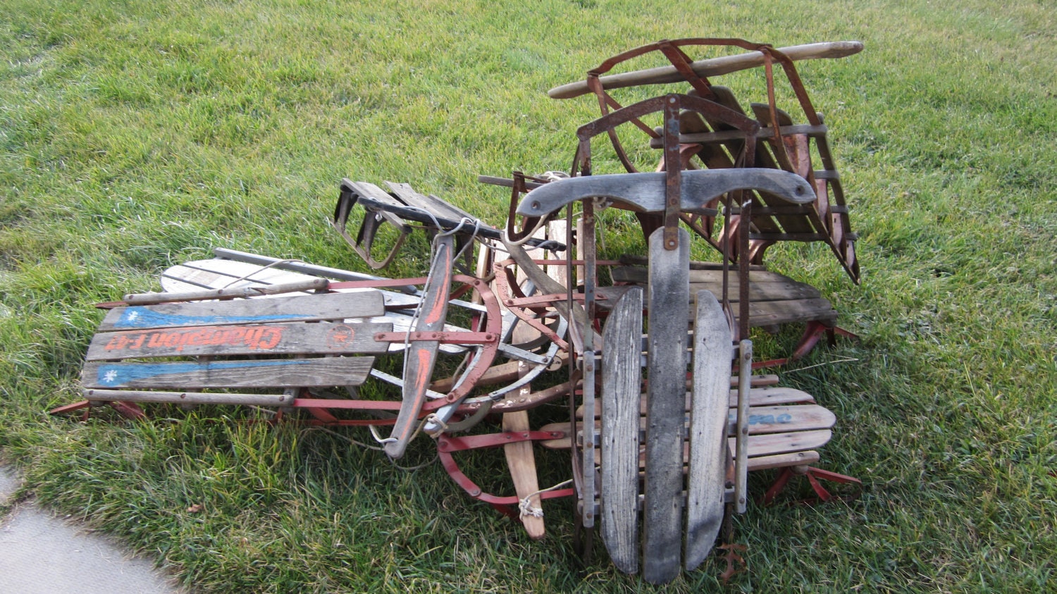 Vintage Rail Runner Sleds for Christmas or Holiday Decorations Snow Winter