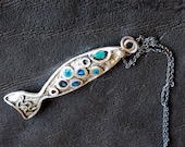 Blue Fish Necklace - Sterling Silver