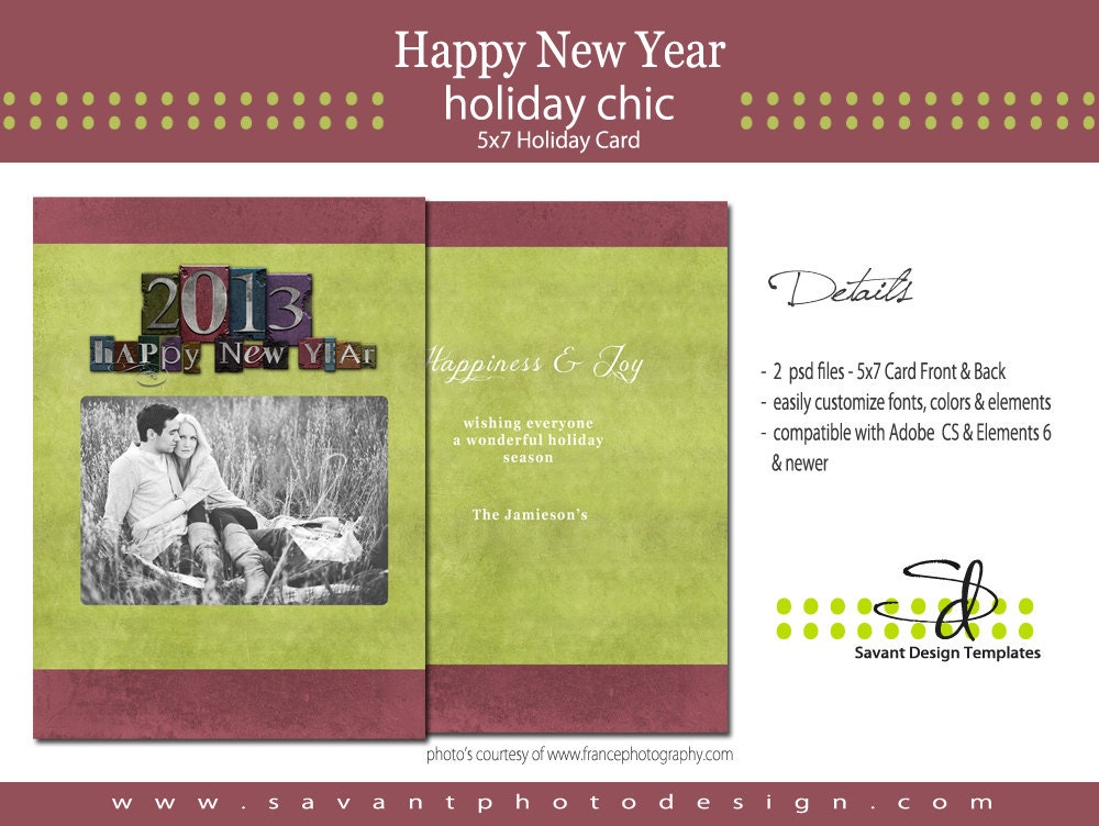 Photography "Happy New Year" 5x7 Holiday Card Template