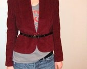 70s corduroy blazer, jacket, oxblood red, burgundy, bordeaux, maroon, small