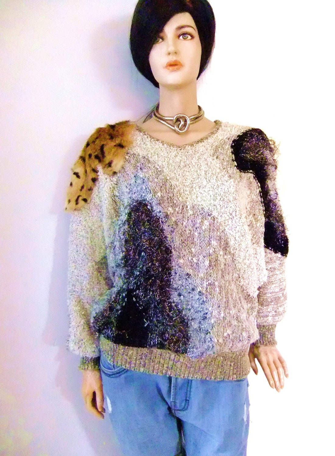 80s sweater, fancy, avant garde, oversized knit sweater