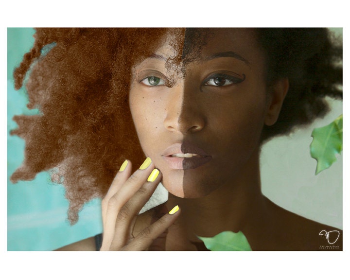 Fine Art Two Face Woman of Color w/ Light Skin & Dark Skin