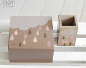 SET of 2 - hand painted box set - ' It's a rainy day, hallelujah ', keepsake box, wooden box, wooden case