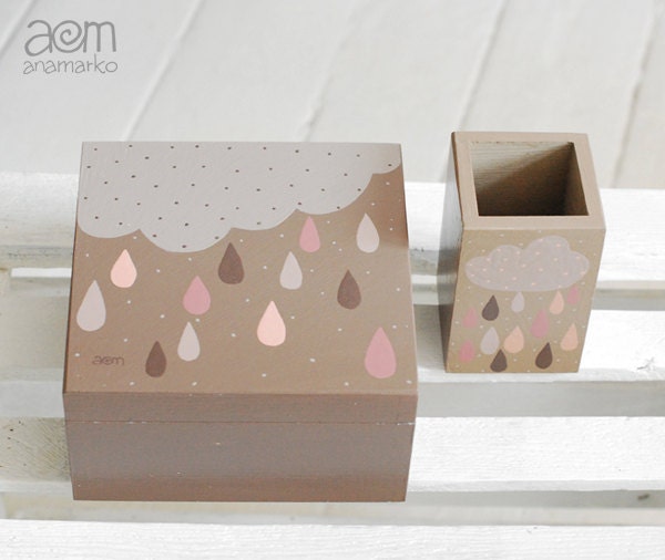 hand painted box set - ' It's a rainy day, hallelujah '