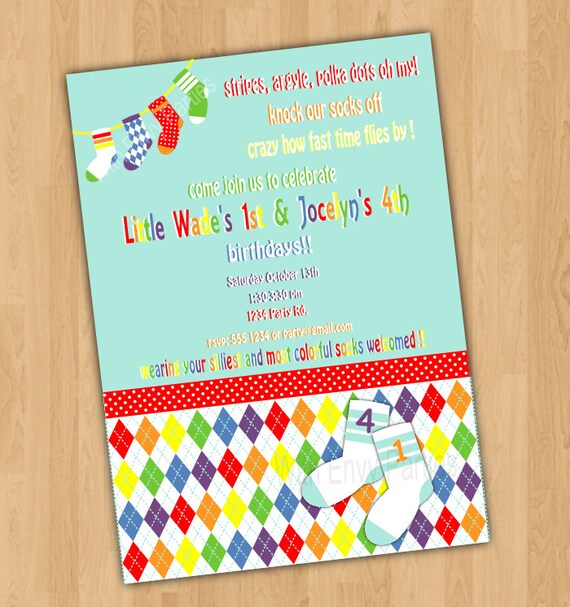 Sock Party Printable Invitation Il_570xn