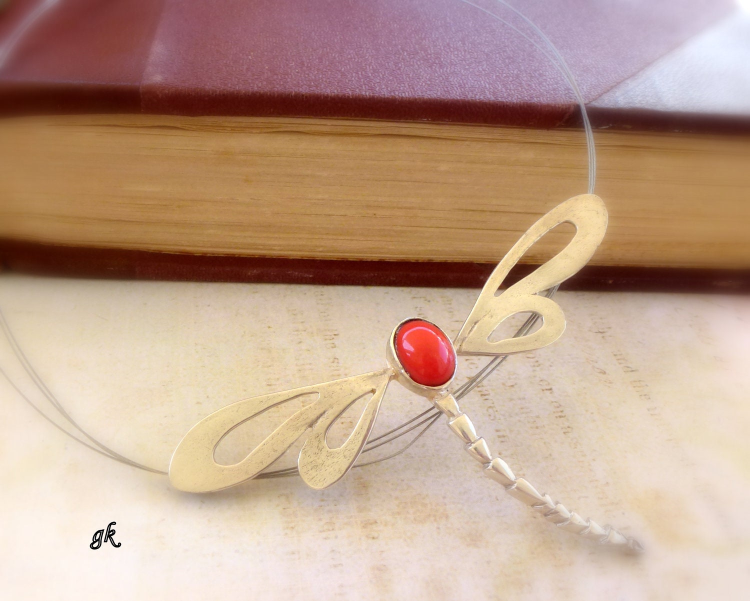 Insect handmade necklace, Dragonfly Pendant, Nature Inspired, Easter Gift