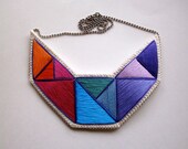 Bib geometric necklace embroidered in beautiful Fall and Winter colors