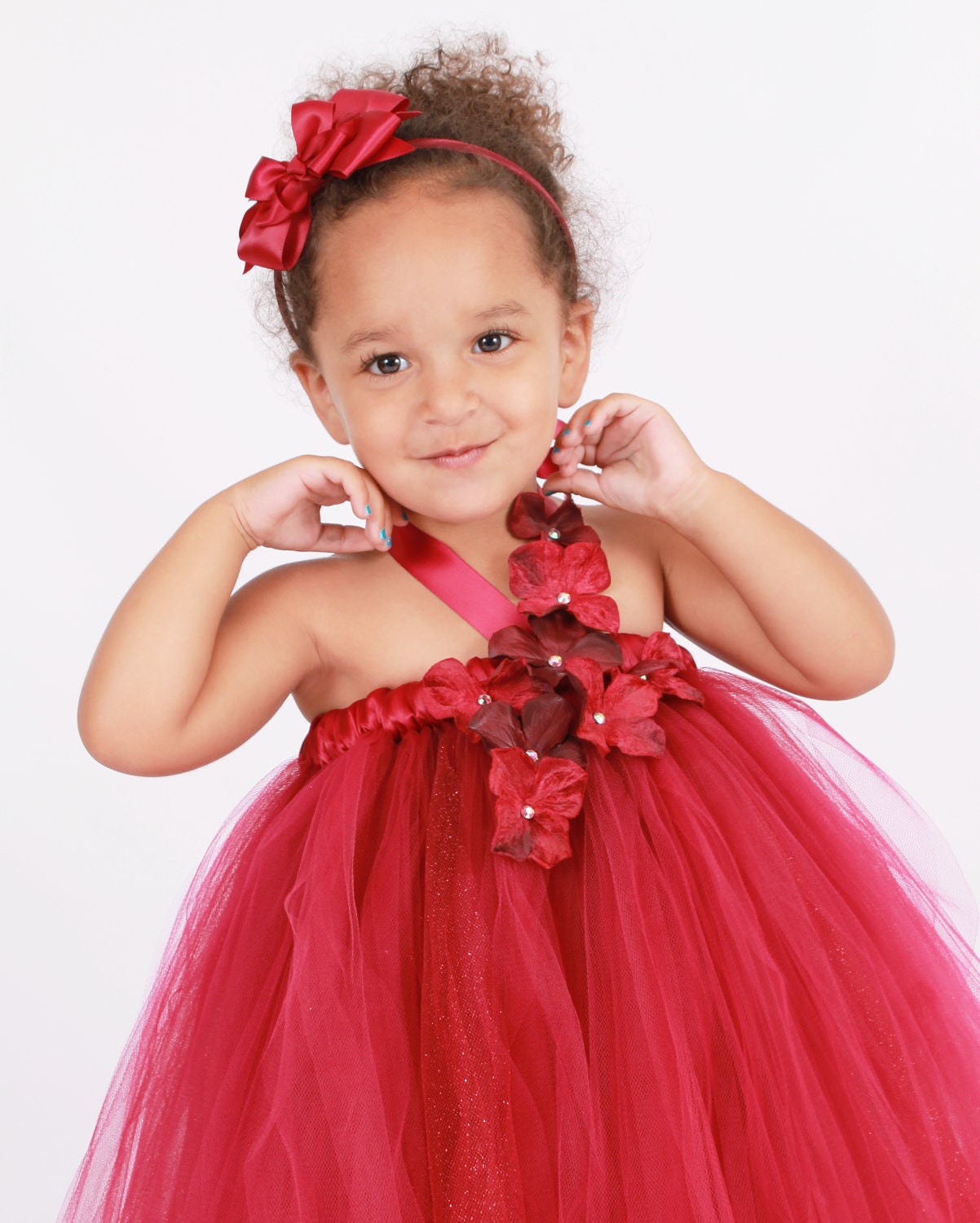 Flower Girl Tutu Dress - Burgundy - Regal Ruby- 3-4 Toddler Girl Il_170x135