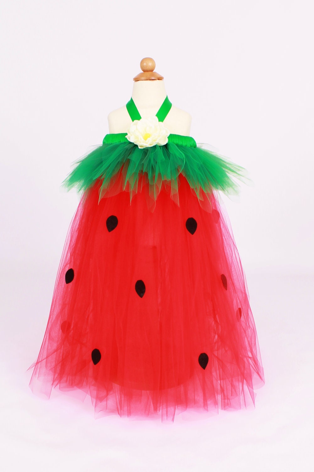 READY TO SHIP: Tutu Dress - Strawberry Birthday or Halloween Costume - Red & Green - Berry Beauty - 3-4 Toddler Girl Il_170x135