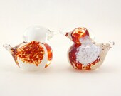 Art Glass Love Birds - Red and White - Set of Two