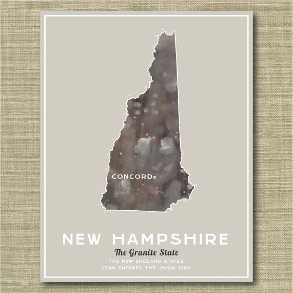 New Hampshire State - Illustrated States of America 11 x 14