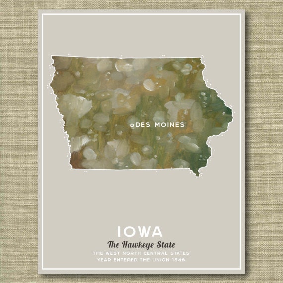 Iowa the State - Illustrated States of America 11 x 14