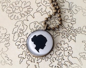 1 Large Custom Child or Pet Silhouette Antiqued Brass Necklace for Mother or Grandmother