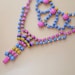 hand painted rhinestone necklace bib Vintage Stripey II pink blue yellow