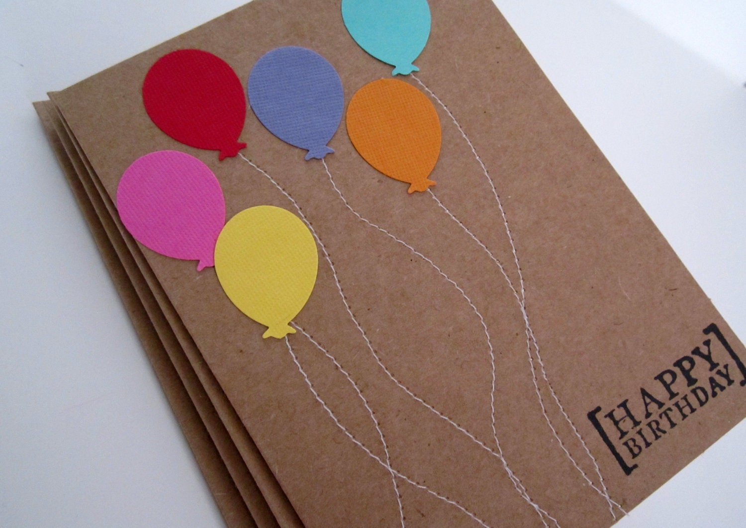 Happy Birthday Cards, Balloons, Set of 4