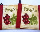 Hot Pads, Set of Two, Pot Holders featuring a Fresh bunch of Red Radishes