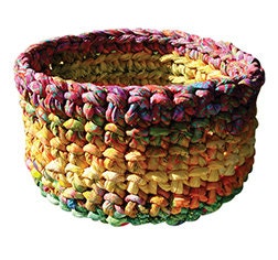 Crochet, Fabric Strip Crochet, Pop Corn Bowl, Aunties Two Patterns