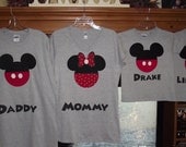 Minnie Mickey Mouse - Disney Birthday Family Custom T-Shirt Personalized Applique Head Tee Shirt Top Family