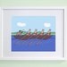 Bunny Wall Art - Rowing Rabbit Children's Bedroom Decor - Sports Nursery (8x10 Print)