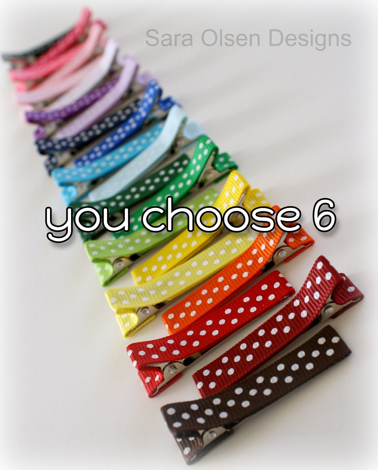 Simple Hair Clips, You Choose 6, Polka Dot Toddler Hairclips, Small Hairbows, Custom Colors, 2 Inch, 21 Colors