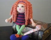 CROCHET PATTERN - Redhead Curly Haired Doll Plush Amigurumi Curls Red Hair Stuffed Toy Baby Girl tutorial PDF