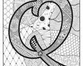 Letter Q Monogram / / Art Print / / 8 x 10