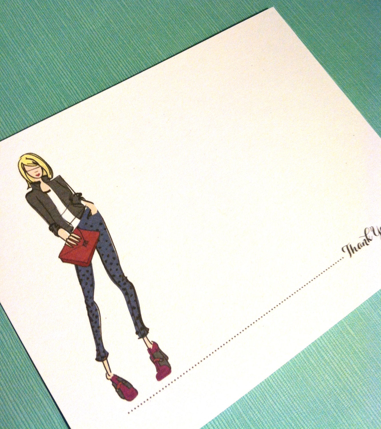 Polka Dot Pants Fashion Illustration Flat Thank You cards Set of Eight