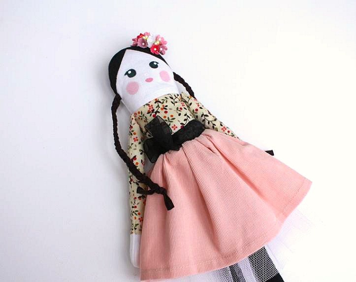 Rag Doll, Cloth Doll, Fabric Doll, Handmade Doll, Pink