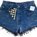 Studded Shorts Vintage Distressed High Waisted Blue Denim Hipster Boho Hippie Upcycled Levi Gold Frayed Small Medium W28