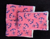 Three Burp Cloths in a pink and blue anchor print