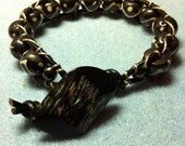 Men's Black and White Leather Wrap Bracelet