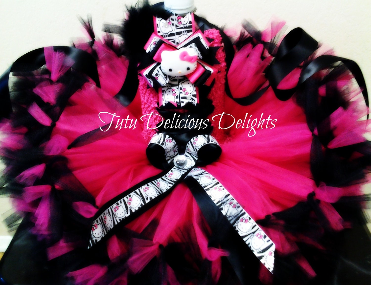 Wild Hello Kitty Inspired Hot Pink and Zebra Petti Tutu Dress