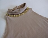 Sleeveless Turtleneck Spike Studded Crop Top Shirt