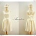 Lace Dress White Cream Sweetest Spell Party Reception Prom Party Bridesmaid Vintage Inspired  Back Bow V Halter Pleated Skirt -Size S-M