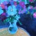 Reserved for Brigitta Abstract Painting Original Floral Still Life Small Canvas "Blue Bouquet"