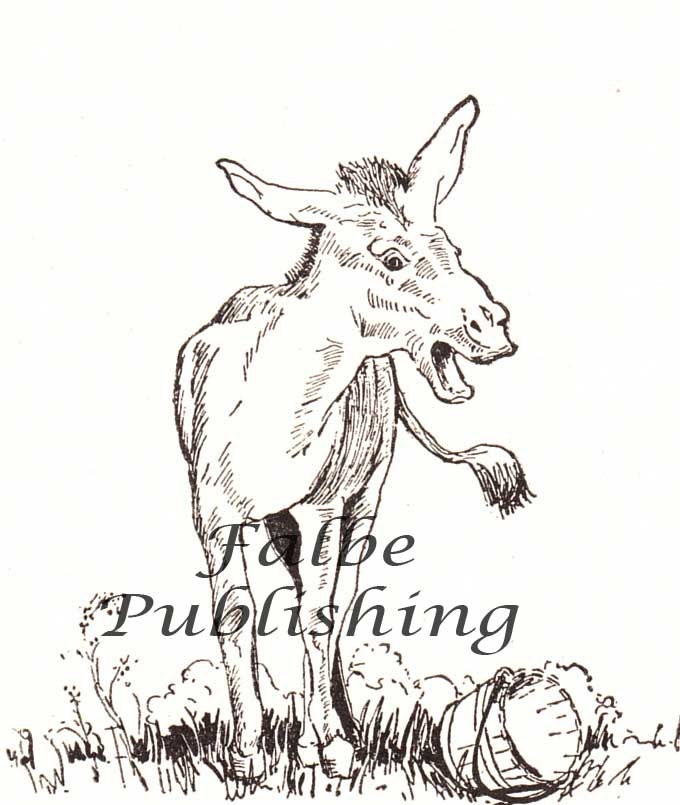 Digital vintage black and white illustration of donkey - high res JPEG for worldwide download