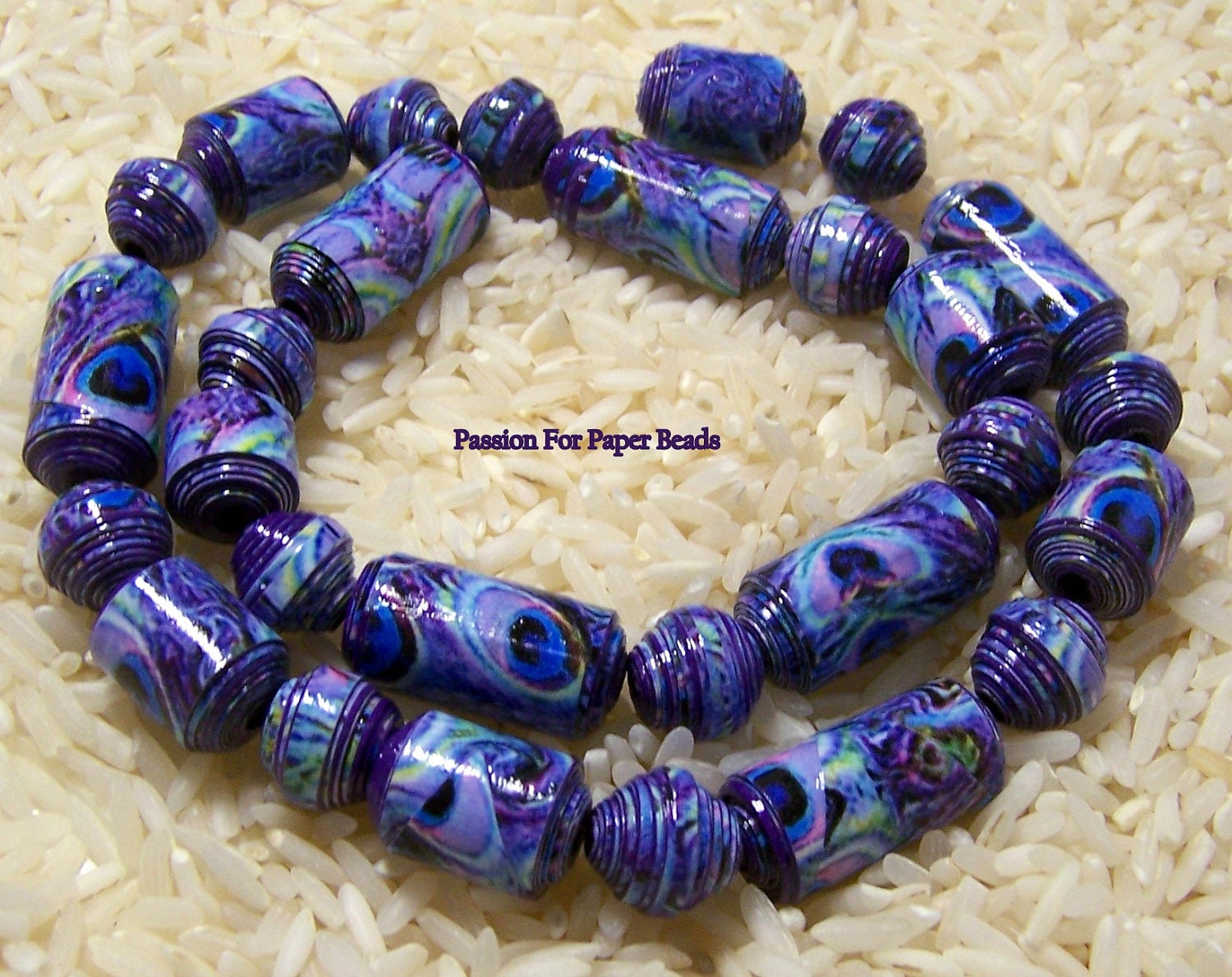 Paper Beads- Purple Peacock Love