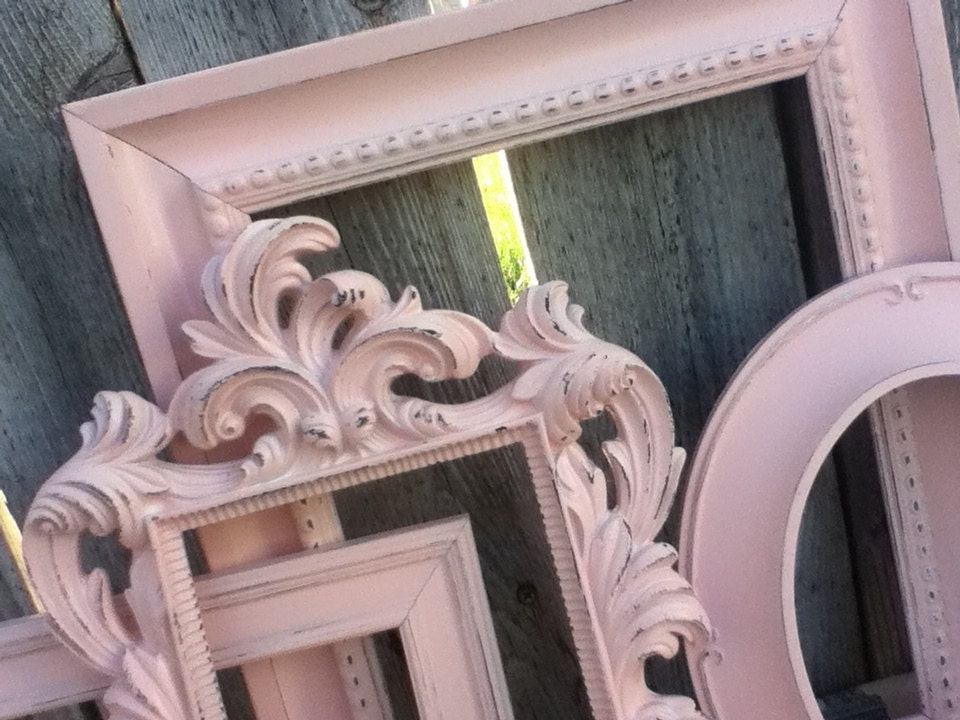 Distressed Vintage Style PICTURE FRAMES - Pink - Shabby Chic Nursery - w/ Glass N Backing