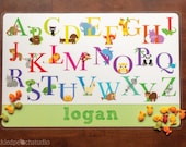 Animal Alphabet Personalized Placemat for Boy - laminated, double-sided - Custom Kids / Childrens Placemat Il_170x135