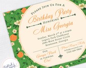 Georgia Peach Birthday Party Invitation - Custom Kids / Childrens Birthday Invite - DEPOSIT or digital delivery option Il_170x135