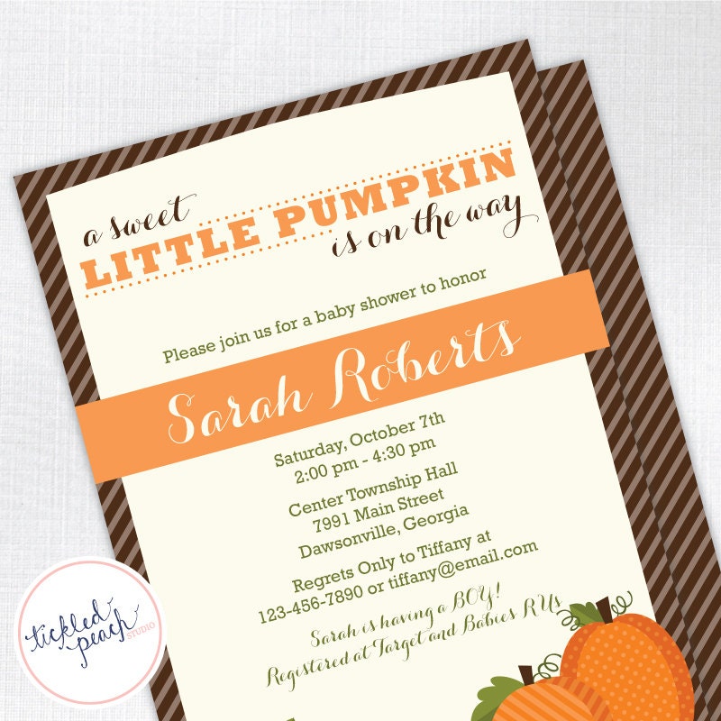 Sweet Little Pumpkin Baby Shower Invitation - Custom Baby Shower Invite Il_570xn
