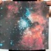 Galaxy Print Nebula Star Silk Scarf Square Women Gift Orange Constellation