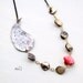 Brown and Red Mother of Pearl Shell Metal Paisley Handcrafted Teardrop Artisan Bohemian Beadwork Statement Necklace Gift for Her
