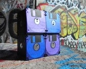 Small Floppy Disk Bag in Purple and Blue for the Eco-Chic Nerd or Geek