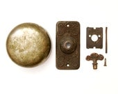 SALE Vintage Antique Doorbell Set, Backplate, T Turn Twist, Decorative