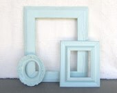 Mint Ornate CHUNKY Frames- Upcycled Painted OPEN frames Mint Nursery Mint Coral Peach Home Decor Beach Cottage Coastal