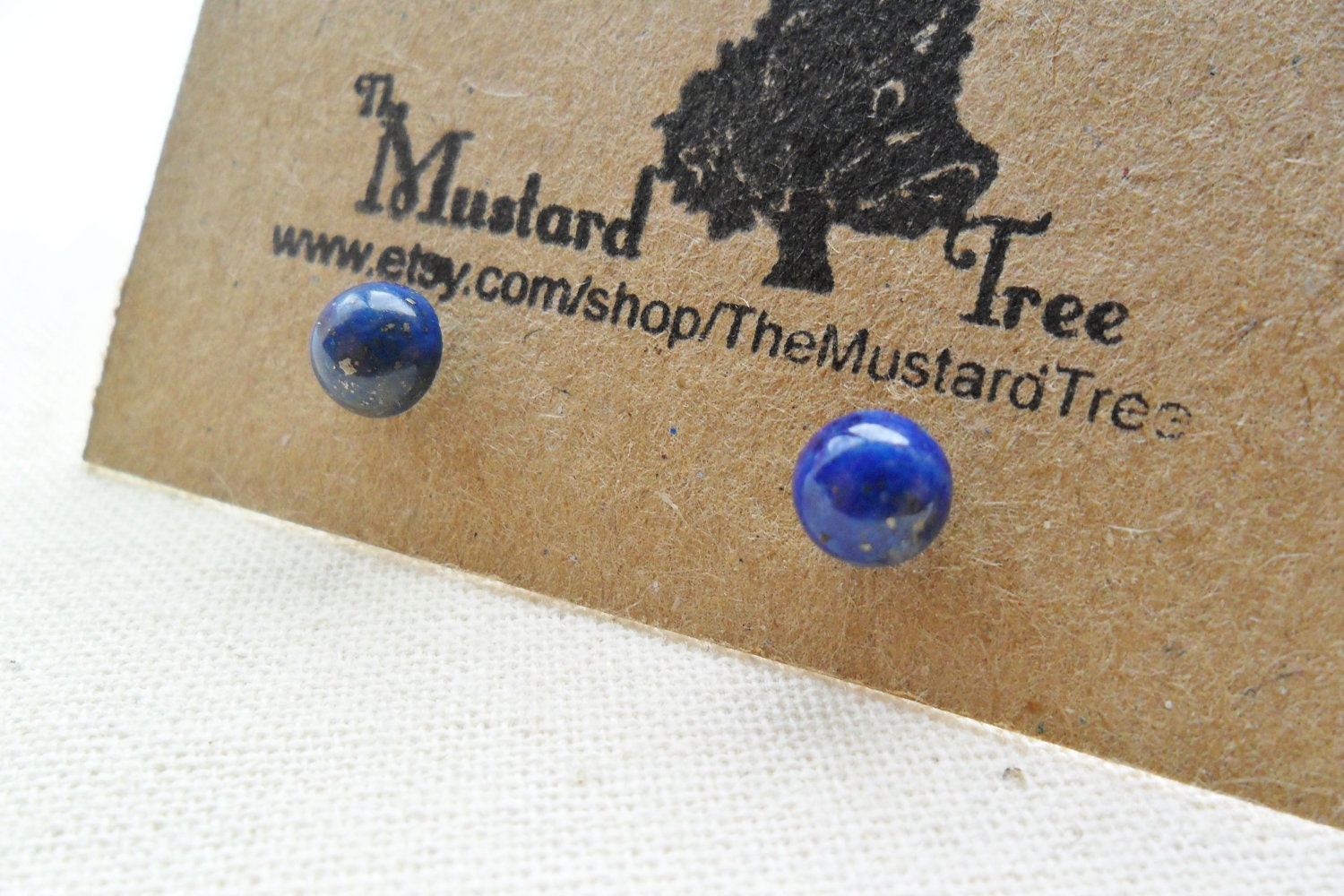 Small Lapis lazuli deep blue gemstone stud earrings